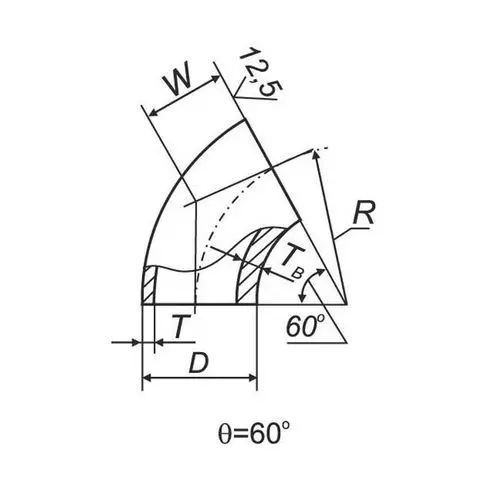 Отводы 60 в ВУС 800x820x32 мм Сталь 3 ГОСТ 17375-2001