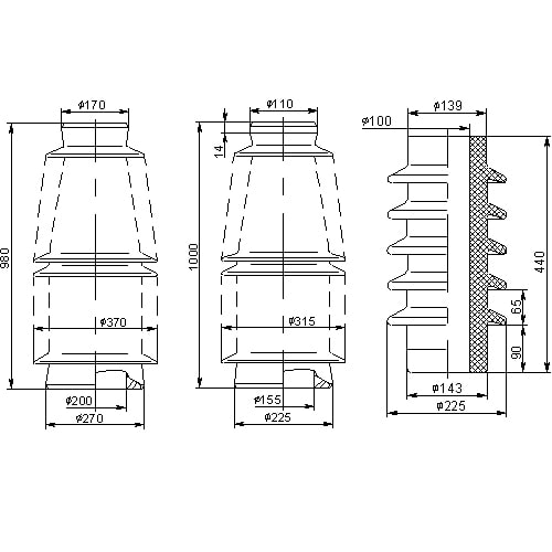 Неармированные покрышки для маслонаполненных вводов 110x472x8 мм П 420-135-1М